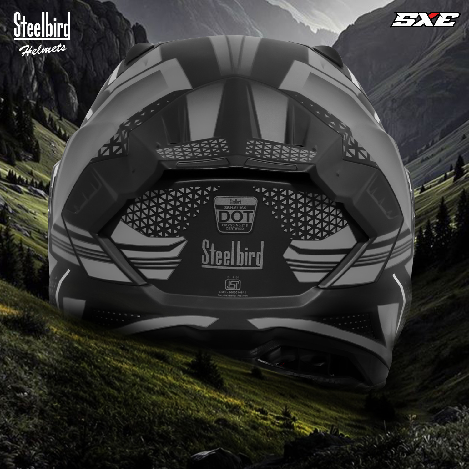 Image of Steelbird SBH-61 SXE X5 Pinlock ISI and Dot Certified Full Face Graphic Helmet for Men Motorbike Helmet