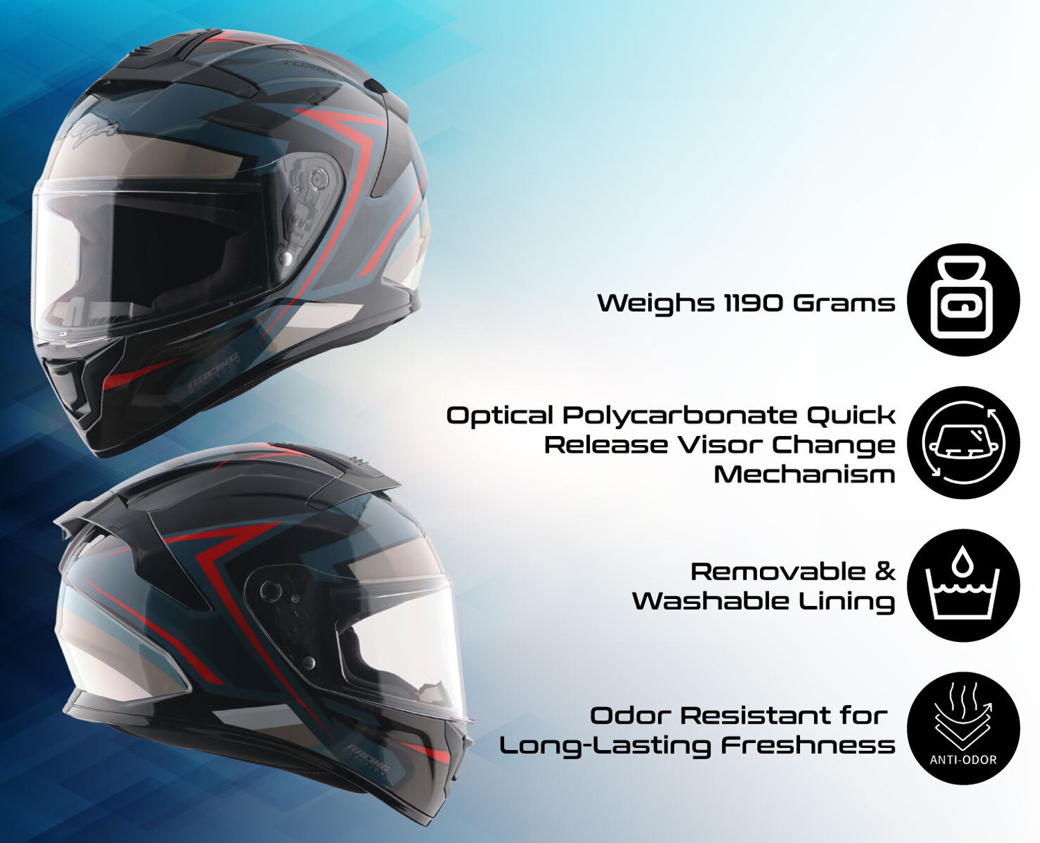 Image of VEGA VF-10 Turbo Flex Motorbike Helmet