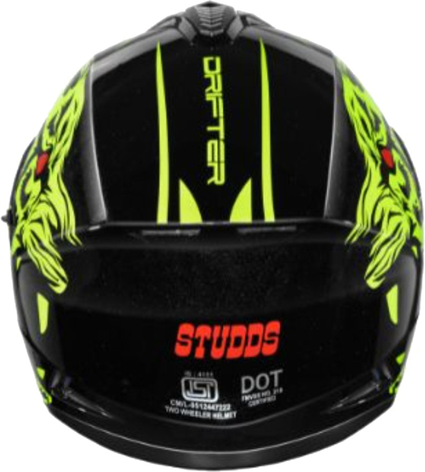 Image of STUDDS Drifter D2 Full Face Helmet with Clear Visor (Black N5, XL) Motorbike Helmet