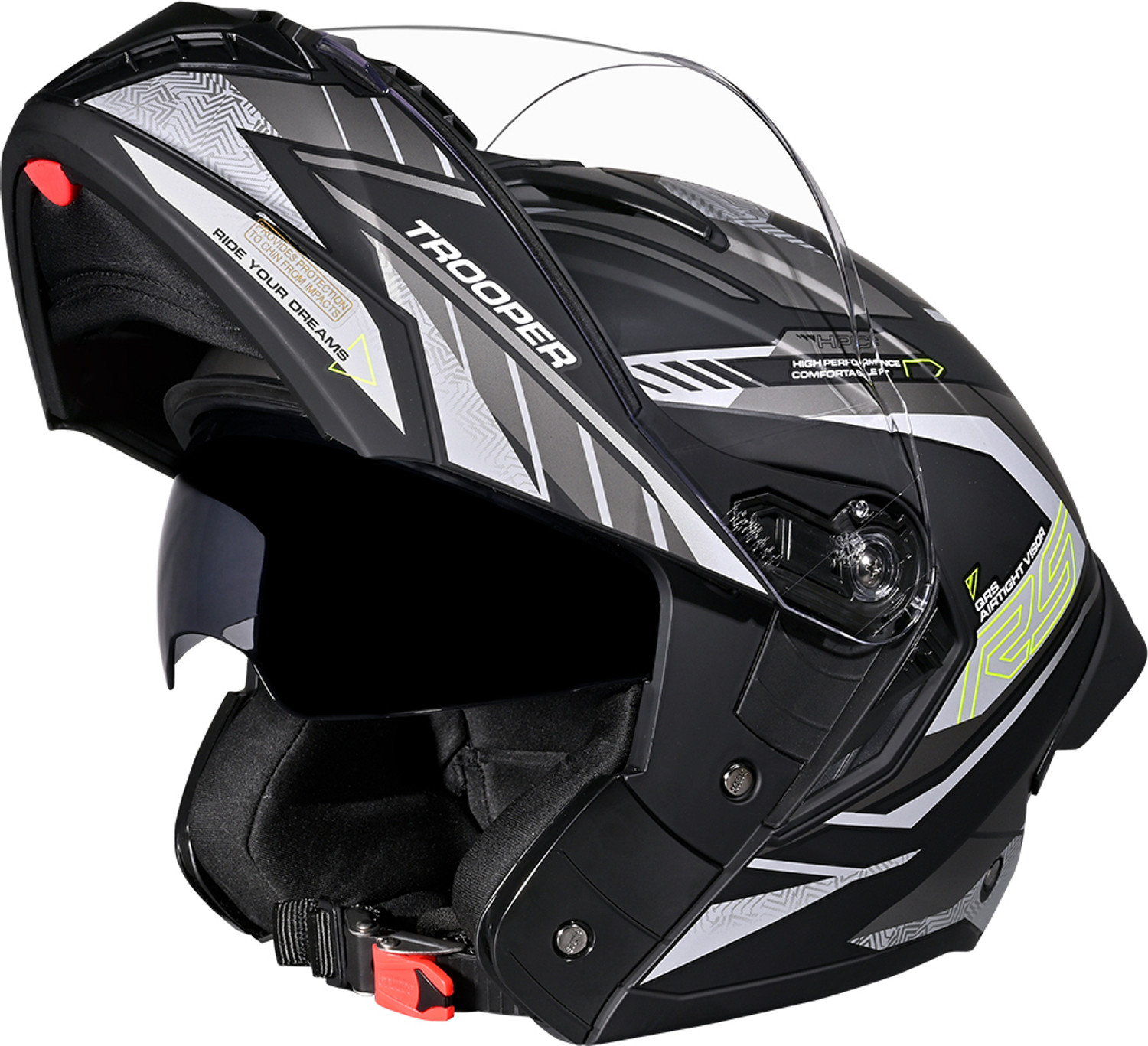 Image of STUDDS Trooper D4 Race ISI and DOT Certified Flip-Up Helmet with Spoiler Motorbike Helmet