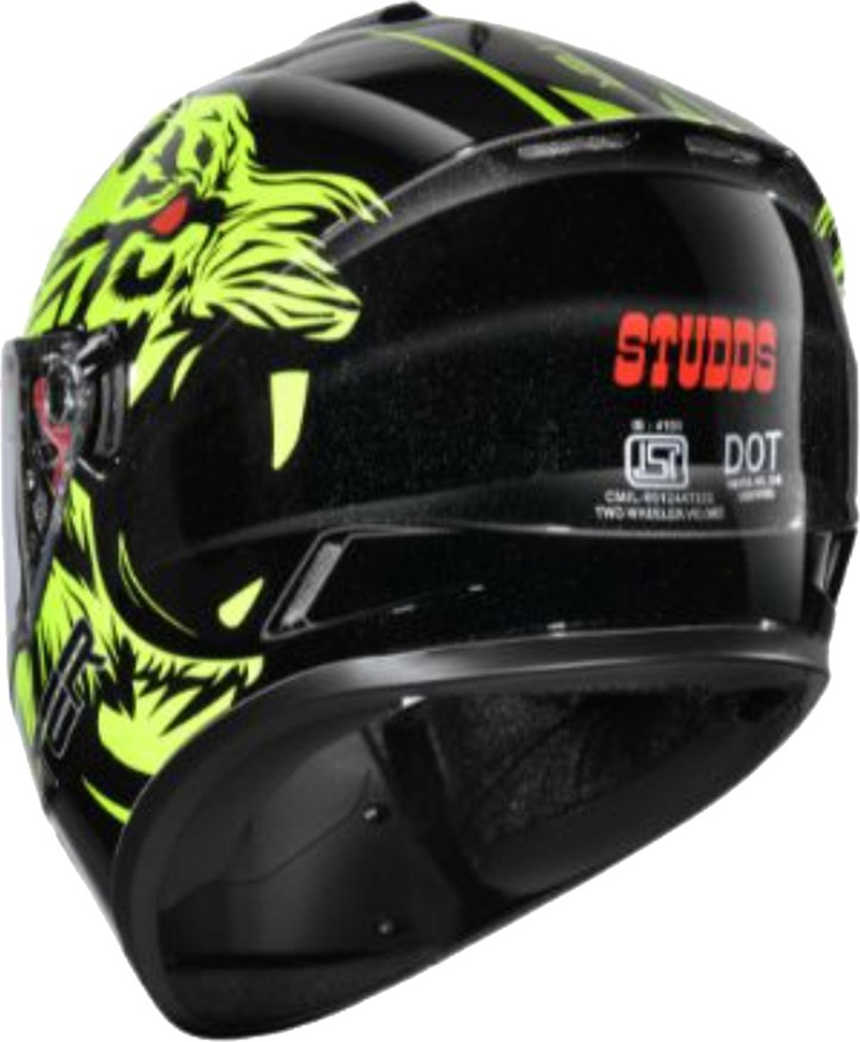 Image of STUDDS Drifter D2 Full Face Helmet with Clear Visor (Black N5, XL) Motorbike Helmet