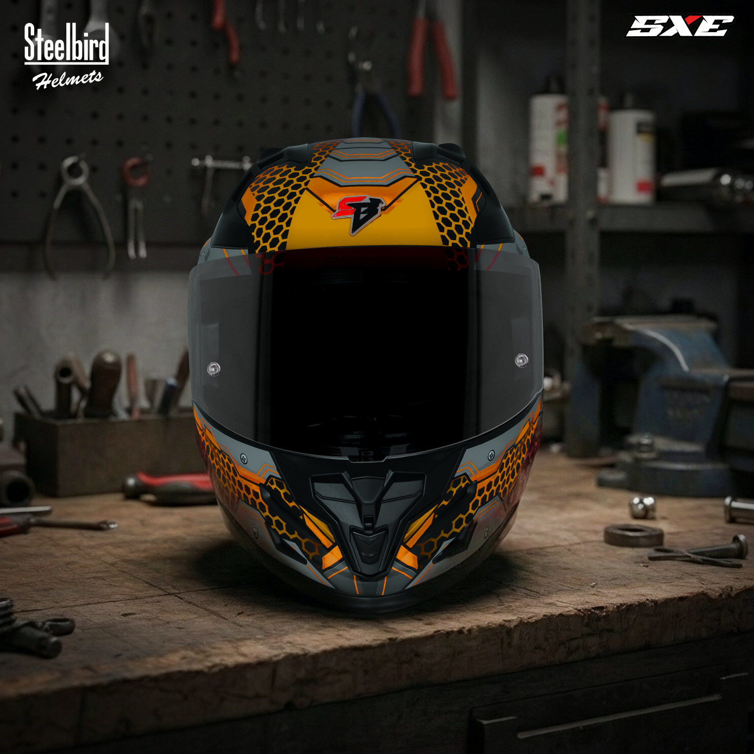 Image of Steelbird SBH 61 SXE X3 ISI and Dot Certified Full Face Graphic Motorbike Helmet
