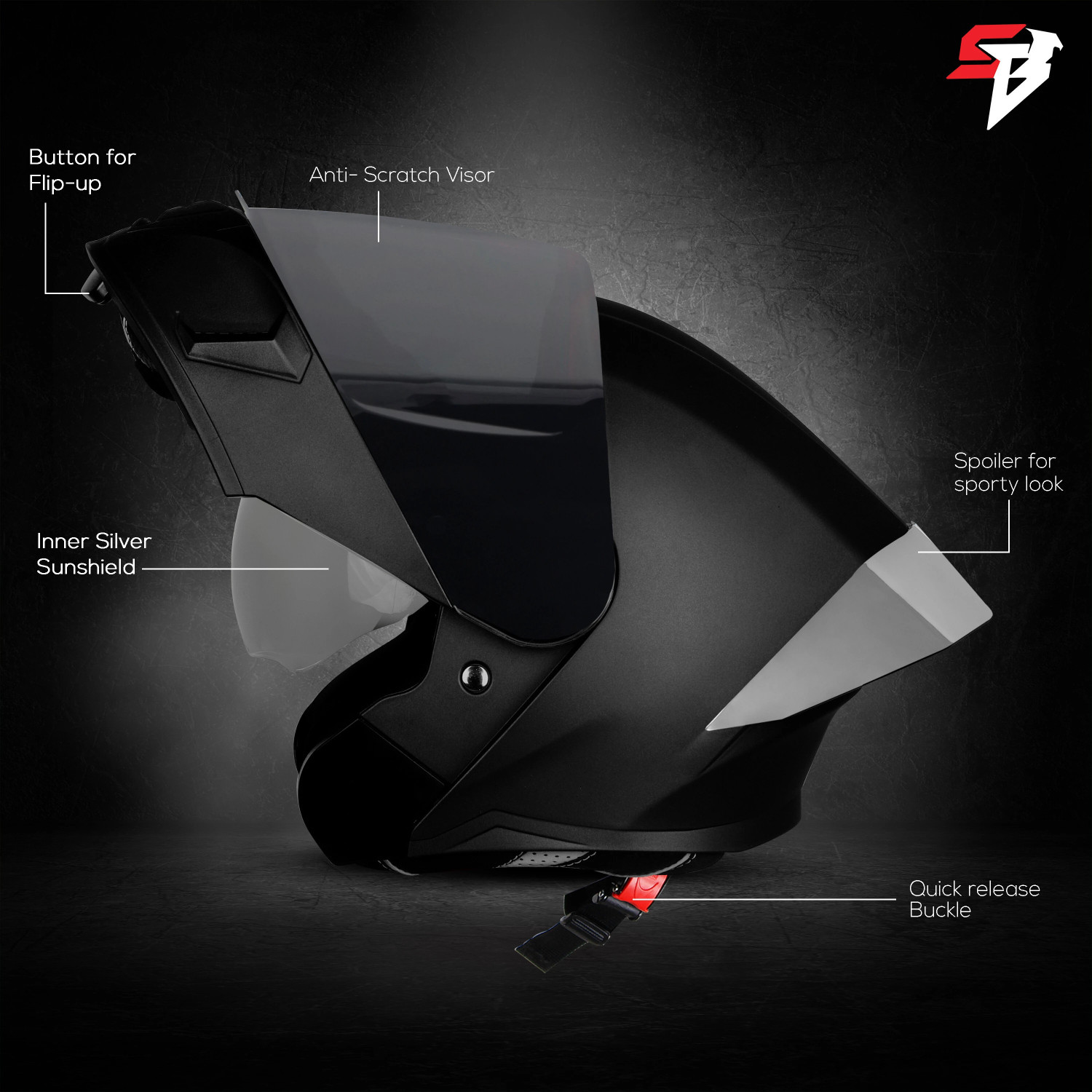 Image of Steelbird SBA-20 Chrome Special Edition DOT /ISI Certified Flip-Up Helmet for Men and Women Motorbike Helmet