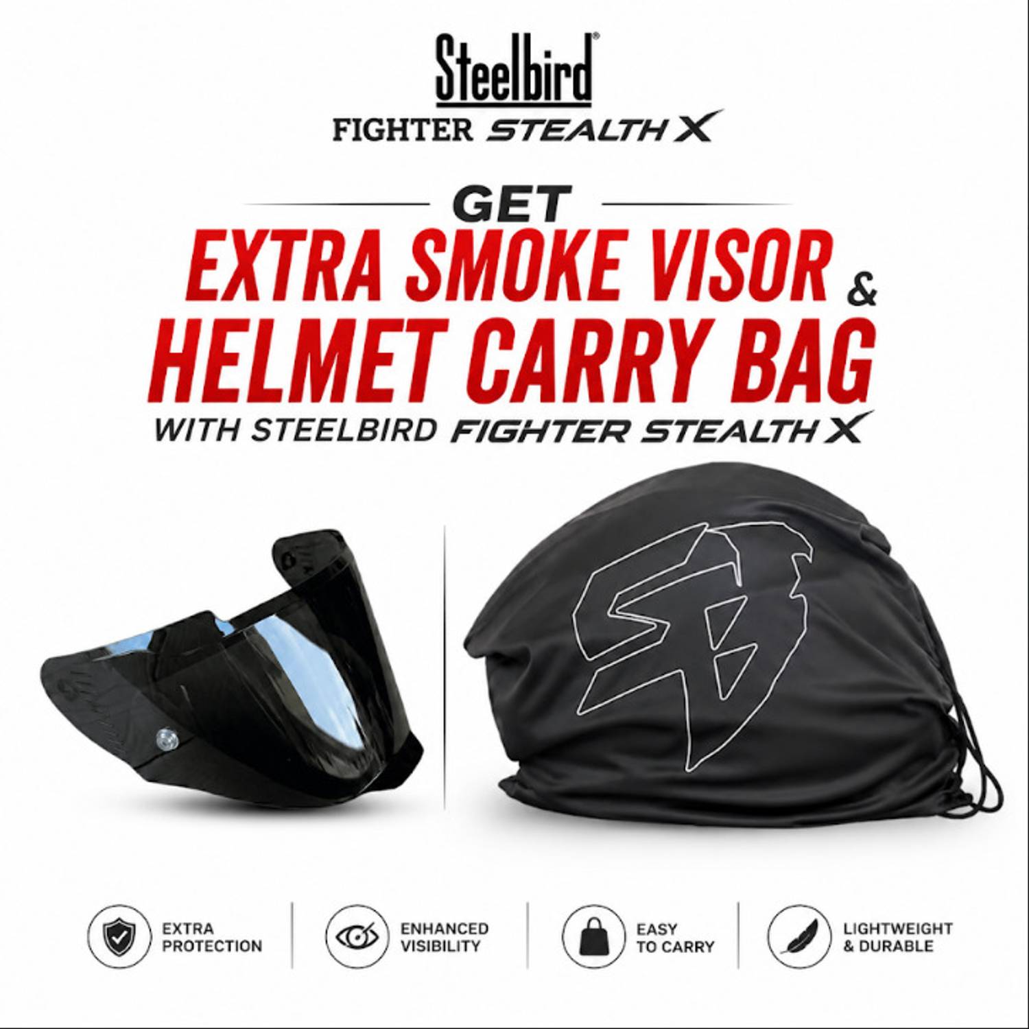 Steelbird Air SBH-57 ISS Fighter Stealth X Full Face Helmet Black Red - Image 5
