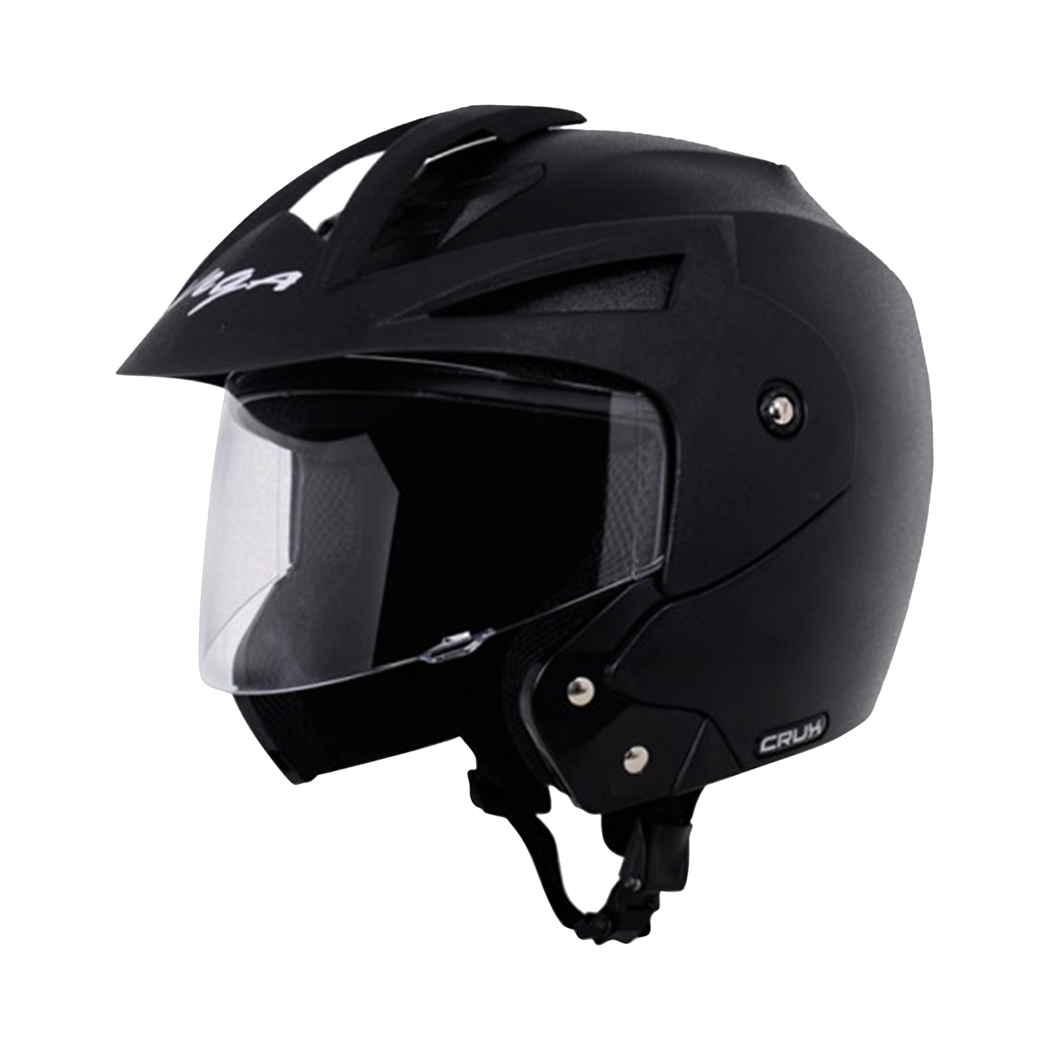 VEGA Crux Open Face Motorbike Helmet (Black)
