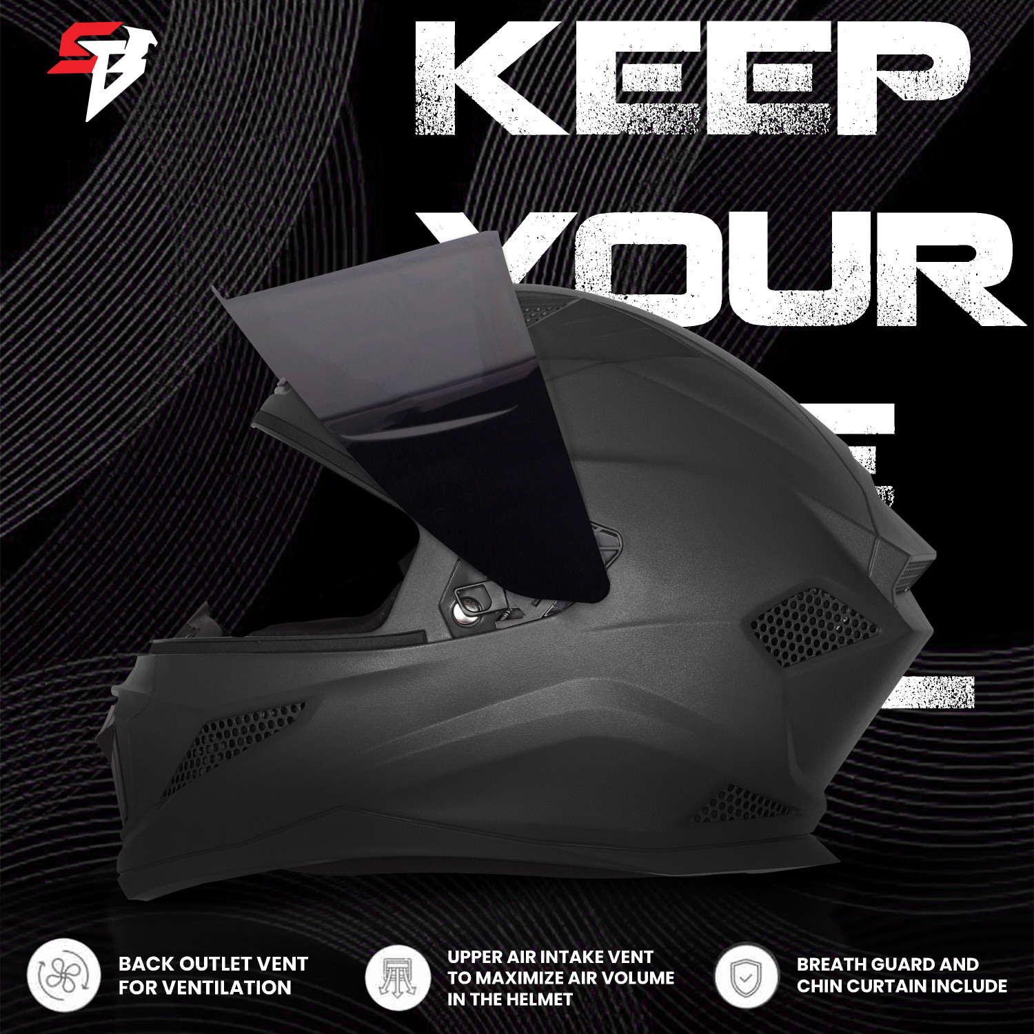 Image of Steelbird SBH-25 Rudra ISI Certified Full Face Helmet for Men and Women Motorbike Helmet Motorbike Helmet