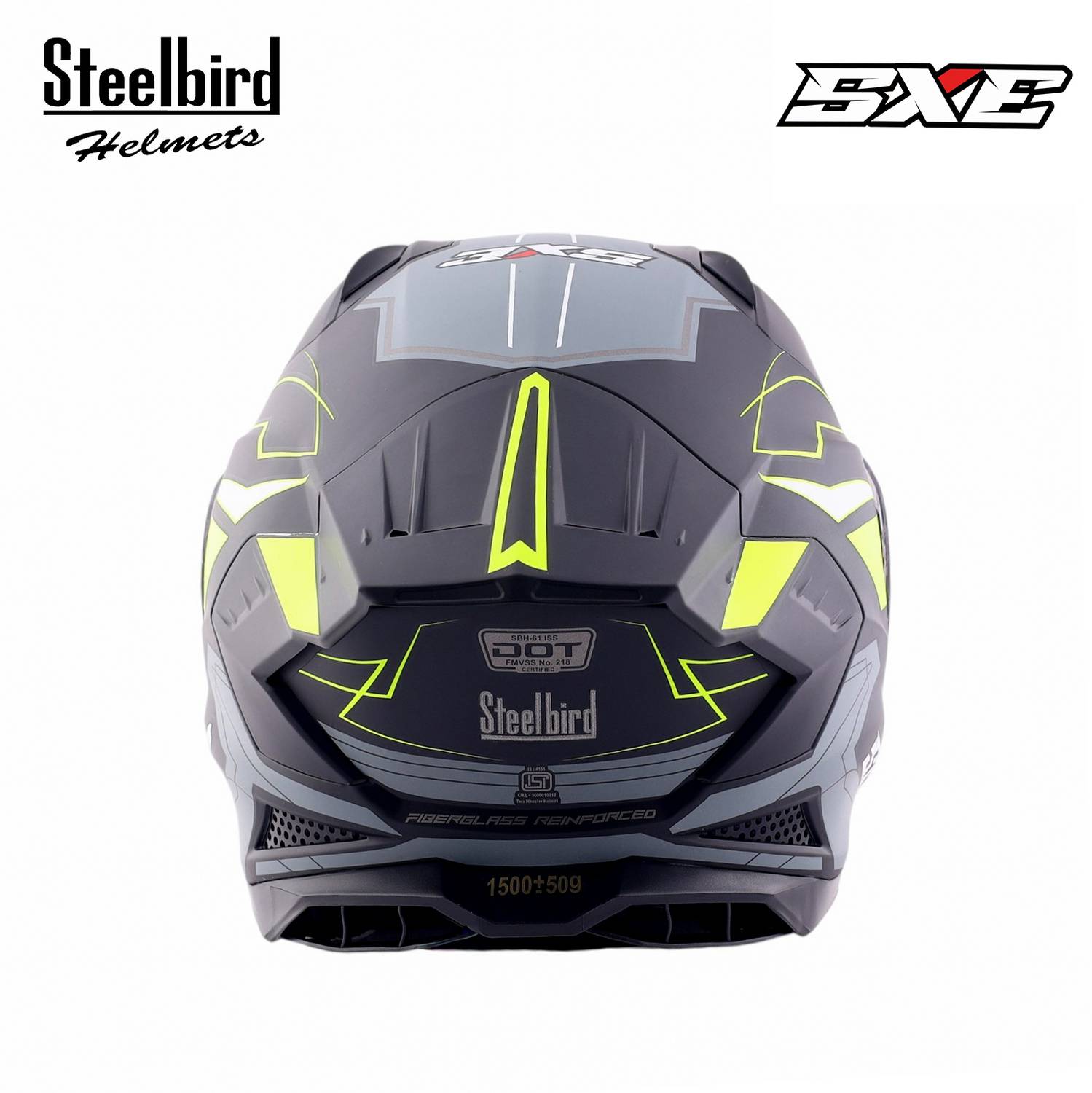 Steelbird Air SBH-61 ISS SXE RACE-X Matt Black Neon Helmet - Image 3