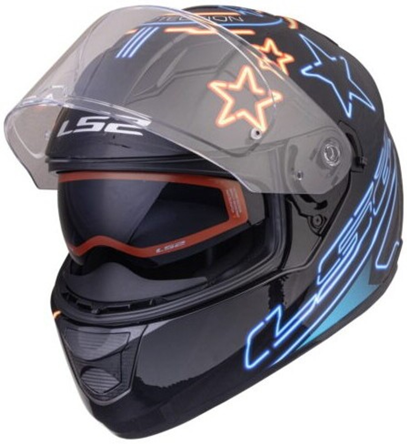 Image of LS2 FF320 STREAM EVO NEON MATT BLACK BLUE FLUO ORANGE XL Motorbike Helmet