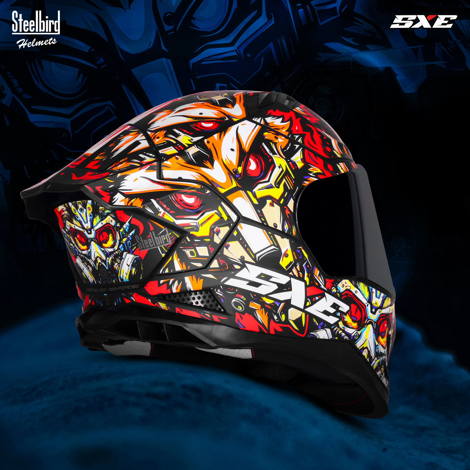 Image of Steelbird SBH 61 SXE X1 ISI and Dot Certified Full Face Graphic Motorbike Helmet