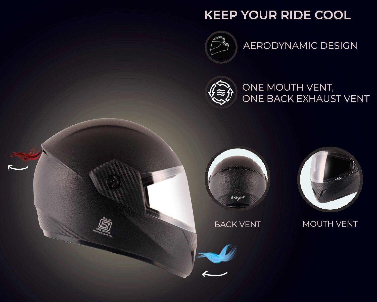VEGA Cliff Motorbike Helmet Black - Image 5