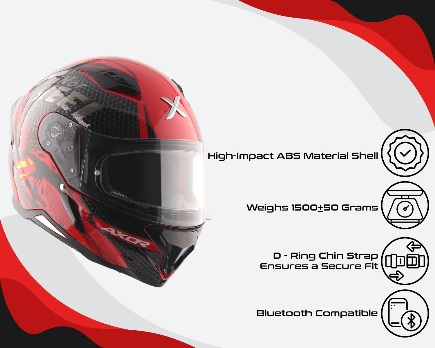 Image of Axor Hunter DC Superman Motorbike Helmet