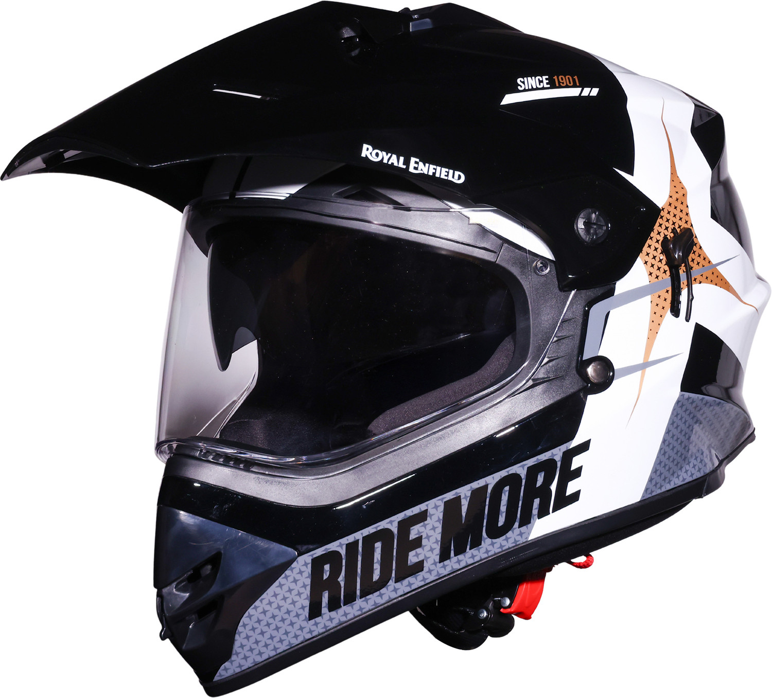 Image of ROYAL ENFIELD Throttle Kinetic Dual Sport Helmet with Graphics | ISI & DOT | For Men & Women Motorbike Helmet