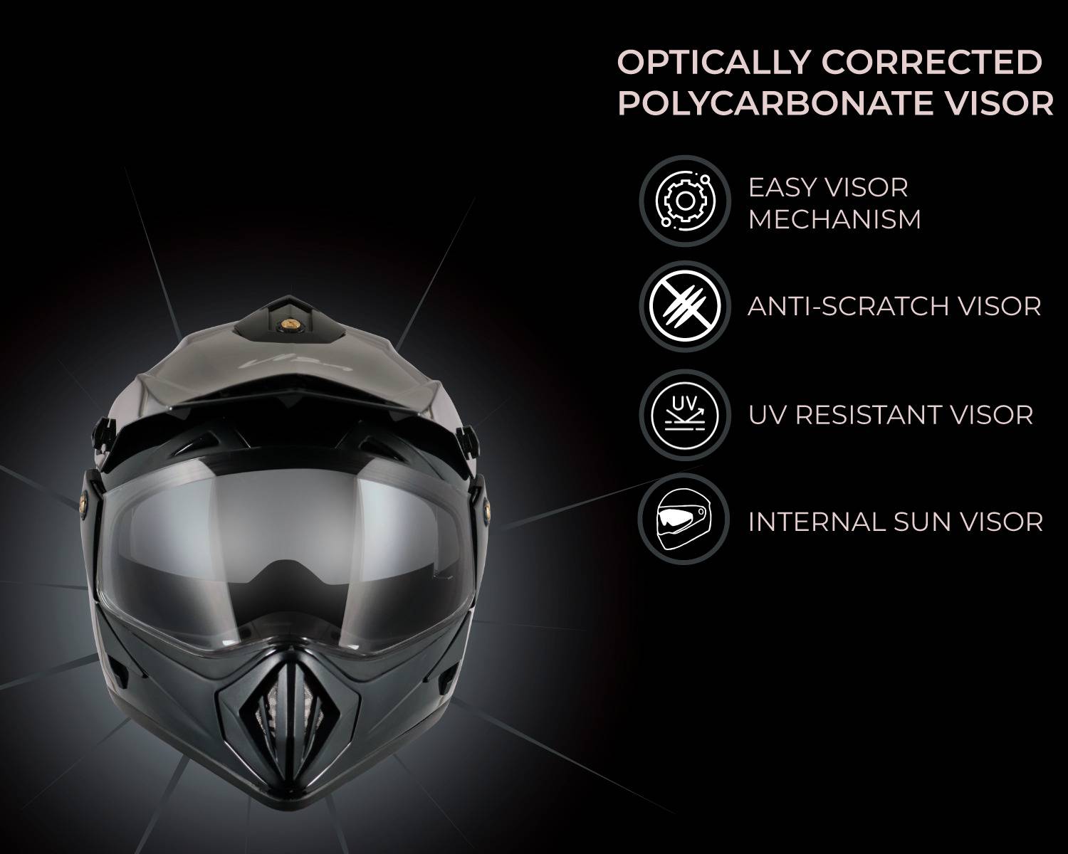 VEGA Off Road D/V Motorbike Helmet Black - Image 2