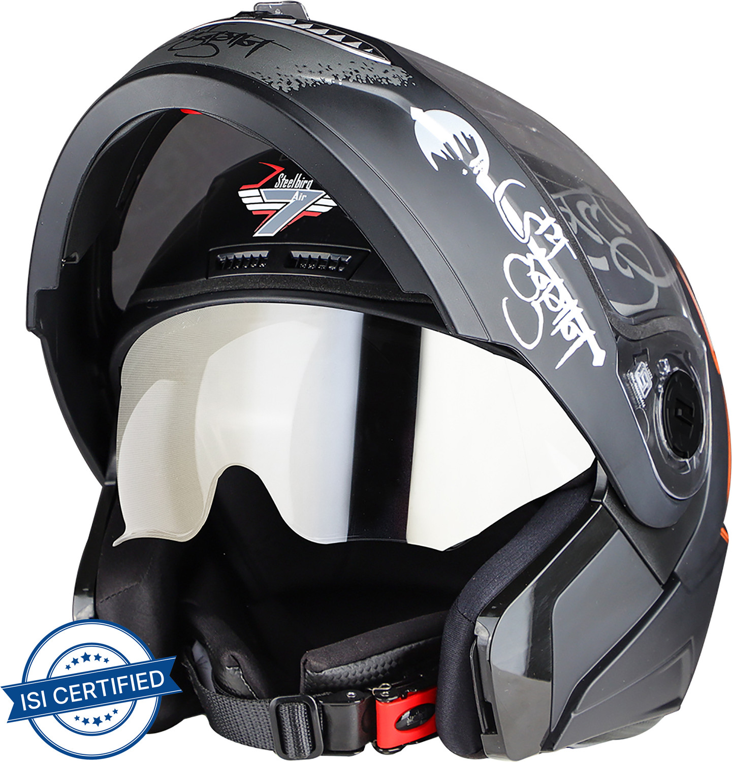 Image of Steelbird SBA-7 Mahavir ISI Certified Flip-Up Helmet for Men and Women with Sun shield Motorbike Helmet