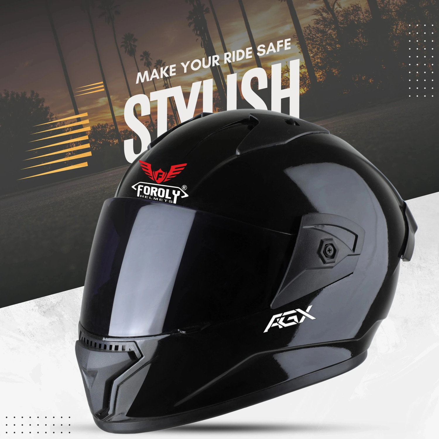 Image of FOROLY Wonder ABS Material Spoiler with Black Visor Motorbike Helmet