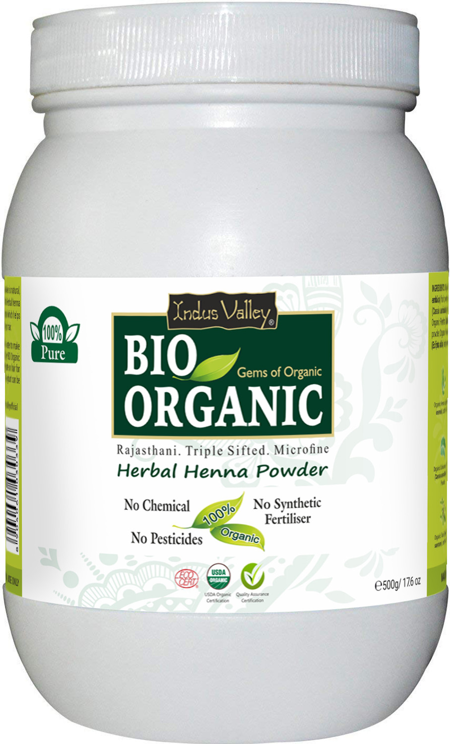 Indus Valley Bio Organic Natural Herbal Henna Powder For Hair Color, Mehandi for Hair Colour