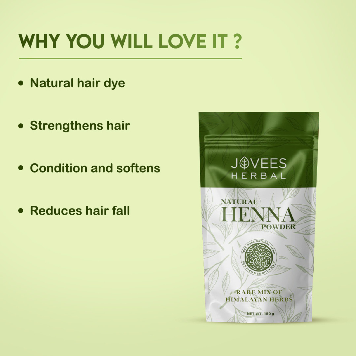 Image of JOVEES HERBAL MEHANDI HENNA & BRAHMI 150 GM , MEHANDI