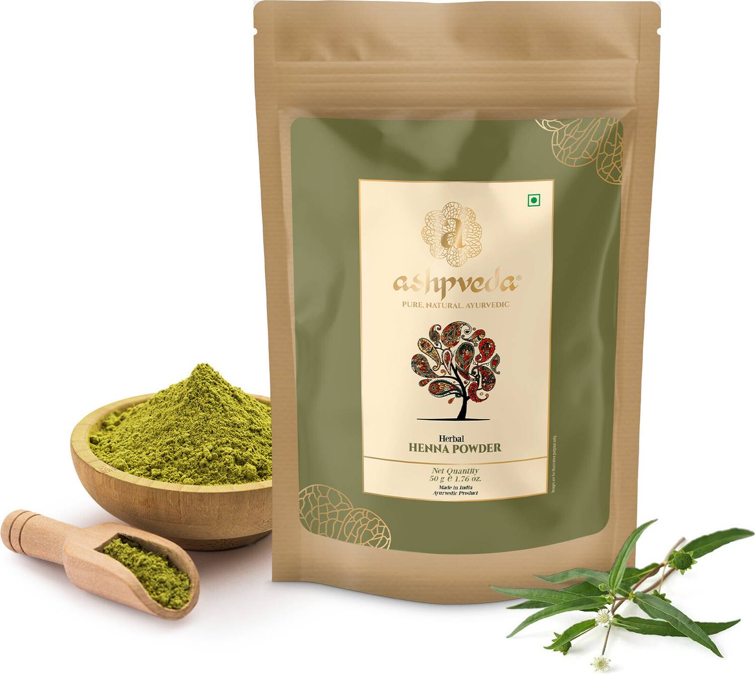 ashpveda Herbal Henna Powder Hair Colour with Shikakai, Bhringraj, Amla, Tulsi and Neem