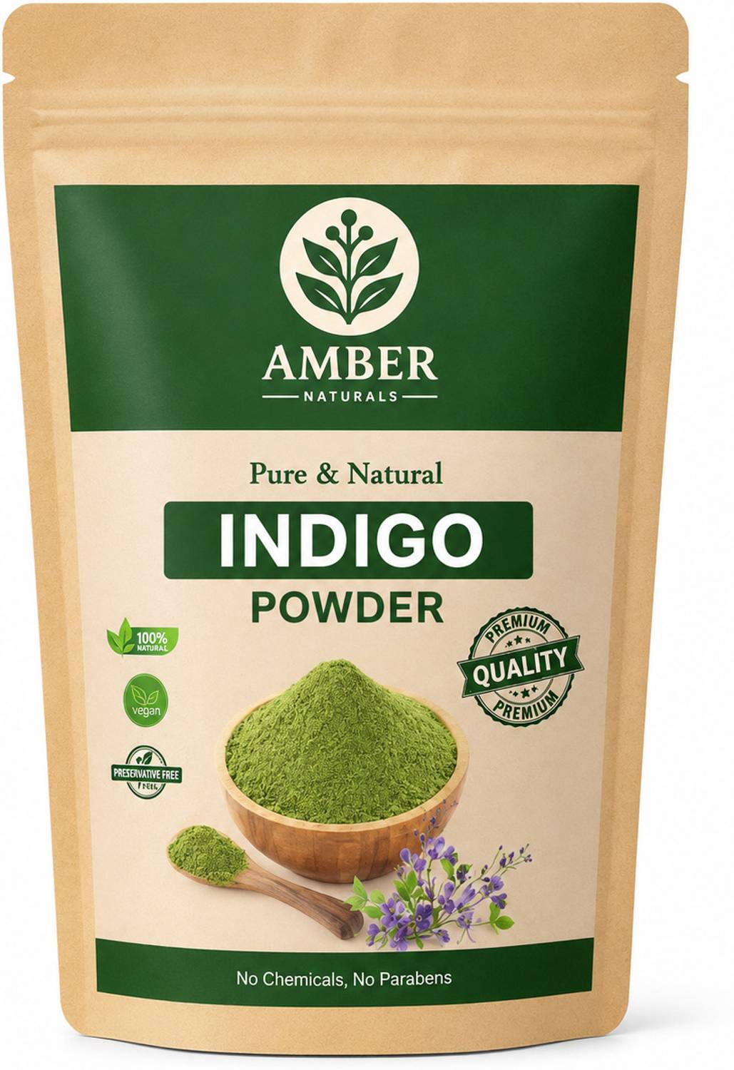 Amber 100%Natural Pure Indigo Leaf Powder for Black hair. | Natural Neelambari |