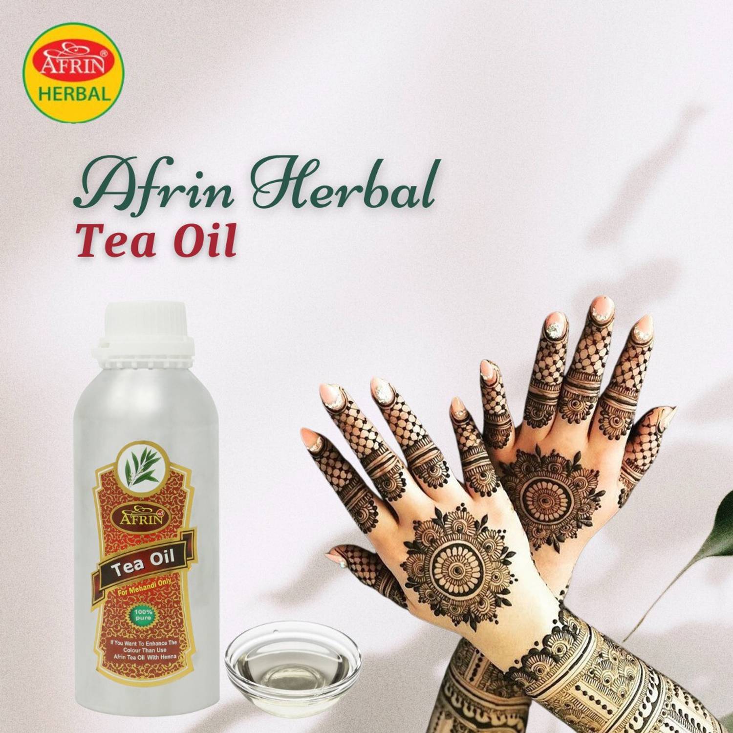 Afrin Henna Mahendi Tea Oil For Making Mahendi cones - 500 ml