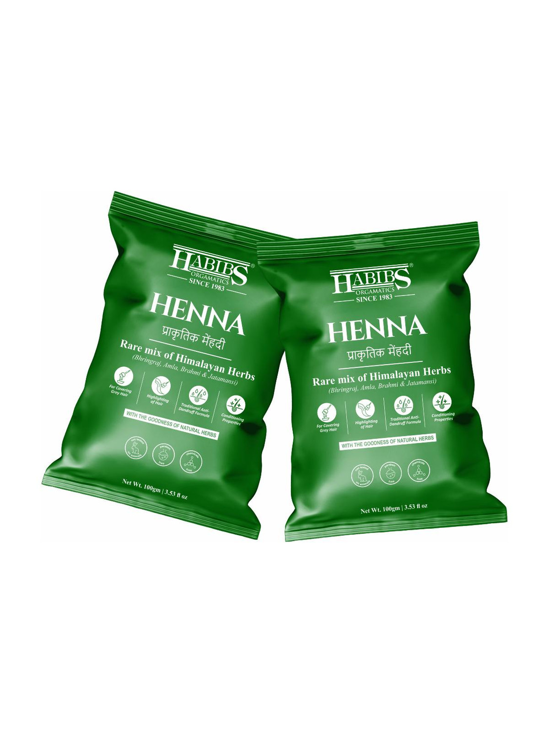 Habibs Henna Mehndi Powder Enriched with Bhringraj Amla Brahmi Jatamansi For Hair Color