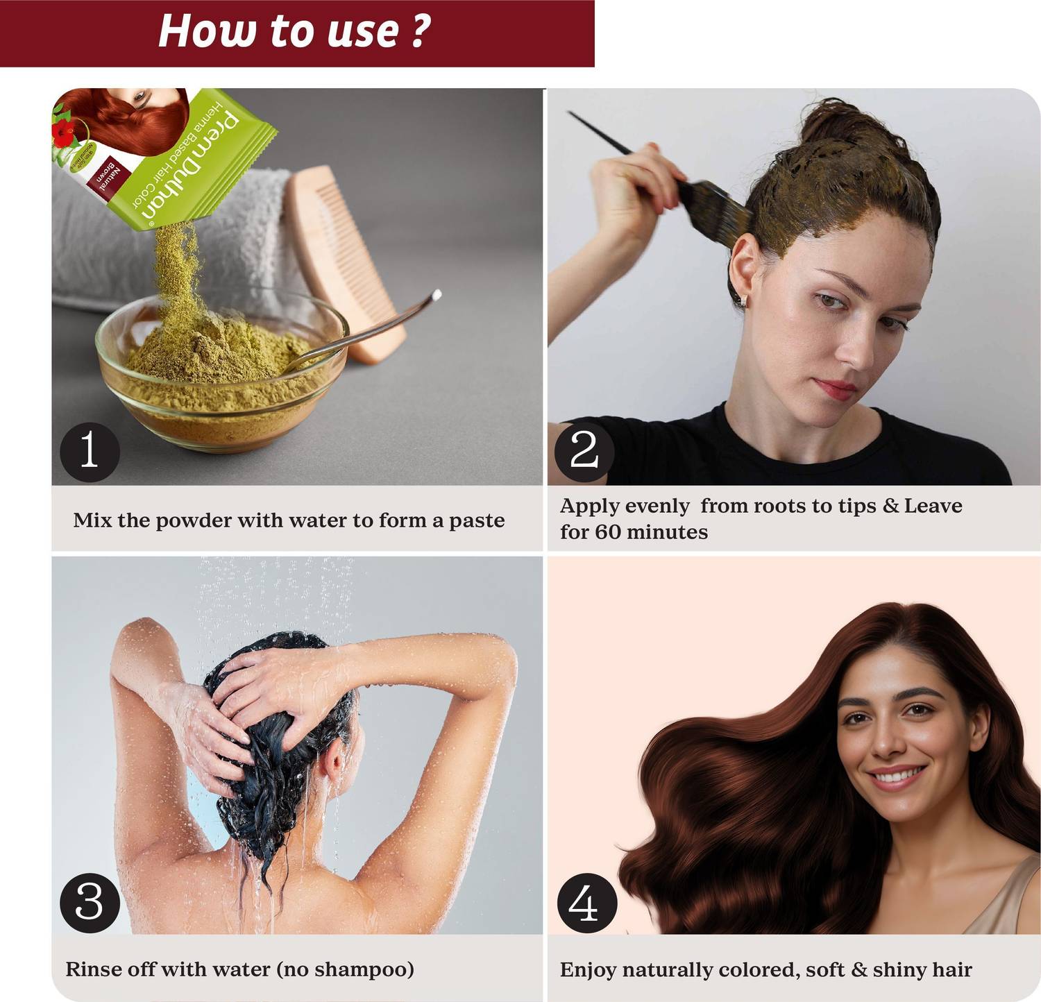 Prem Dulhan Natural Brown Henna Hair Color – Herbal, No Ammonia