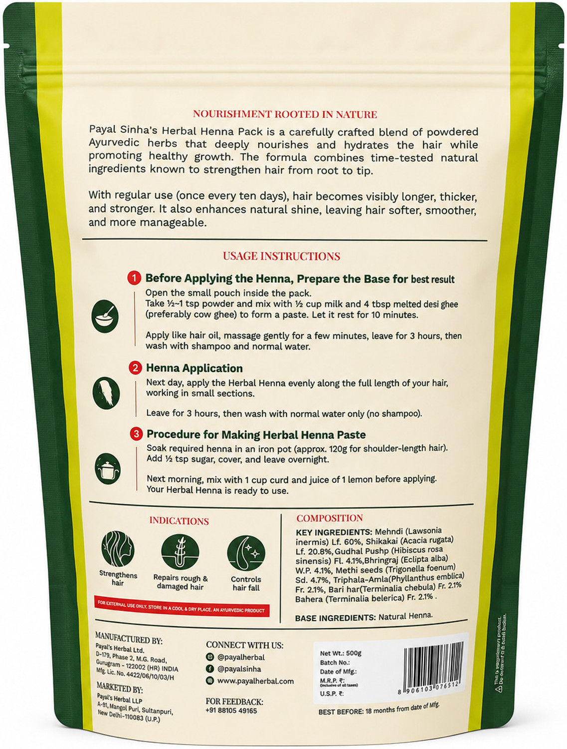 Image of PAYAL'S Herbal Henna 500gm