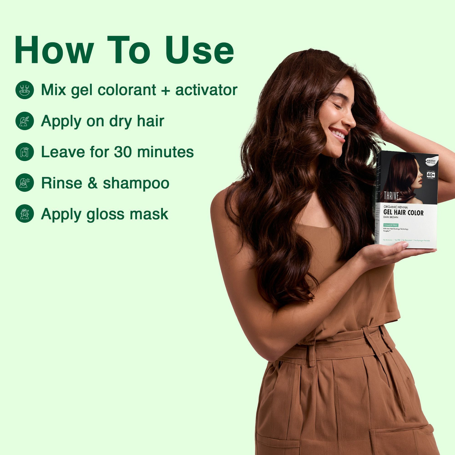Image of ThriveCo Organic Henna Gel Hair Color Dark Brown | PPD Free | Henna & Indigo