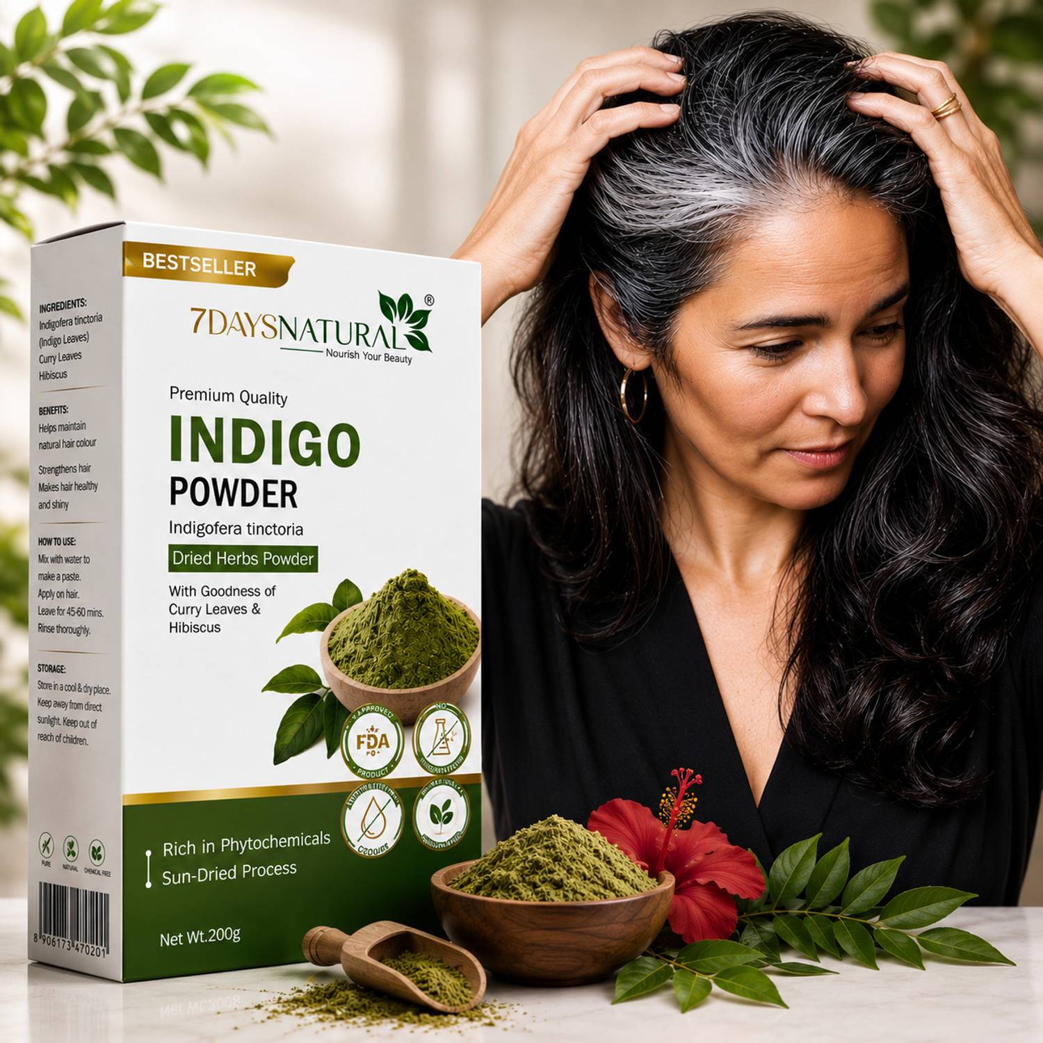 7days natural Indigo Powder for Black Hair