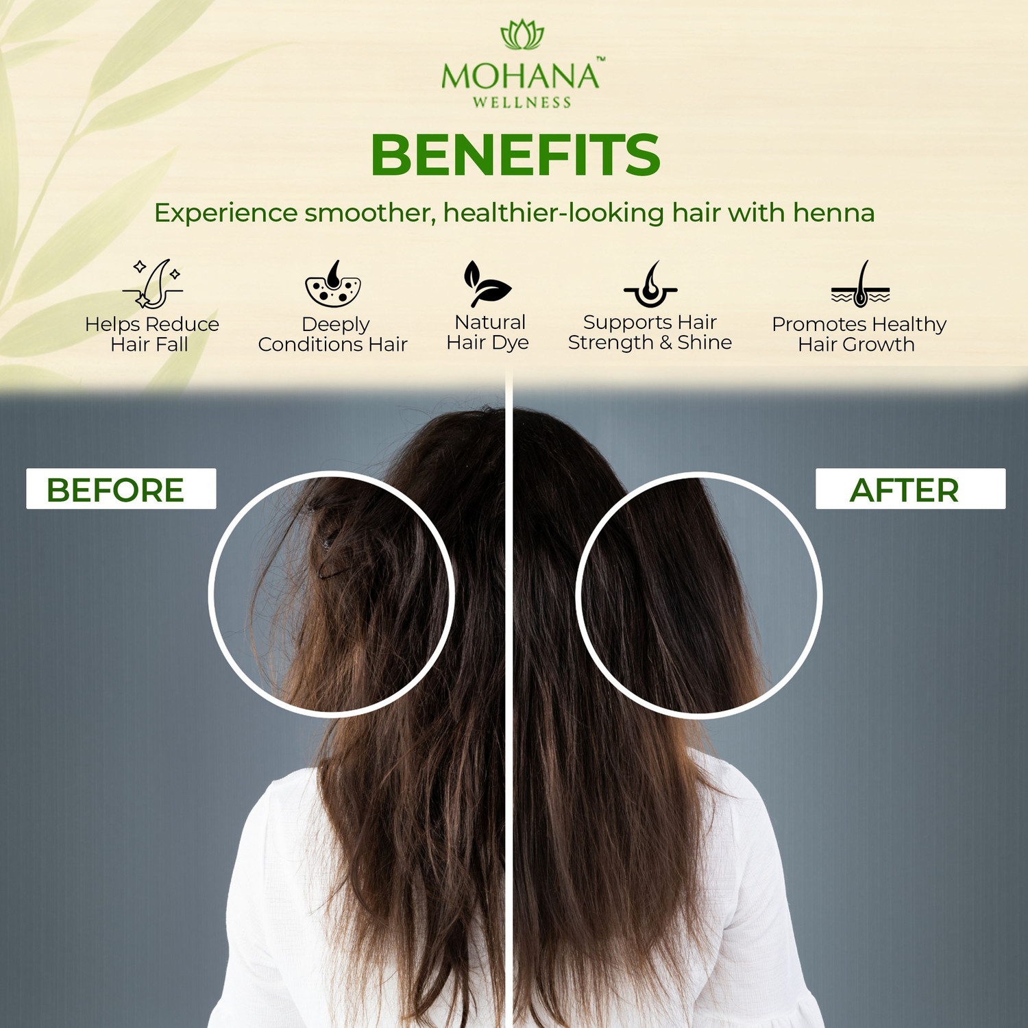 Image of Mohana Wellness Henna Powder 100 g Nourishes Hair & Natural Color & Shine