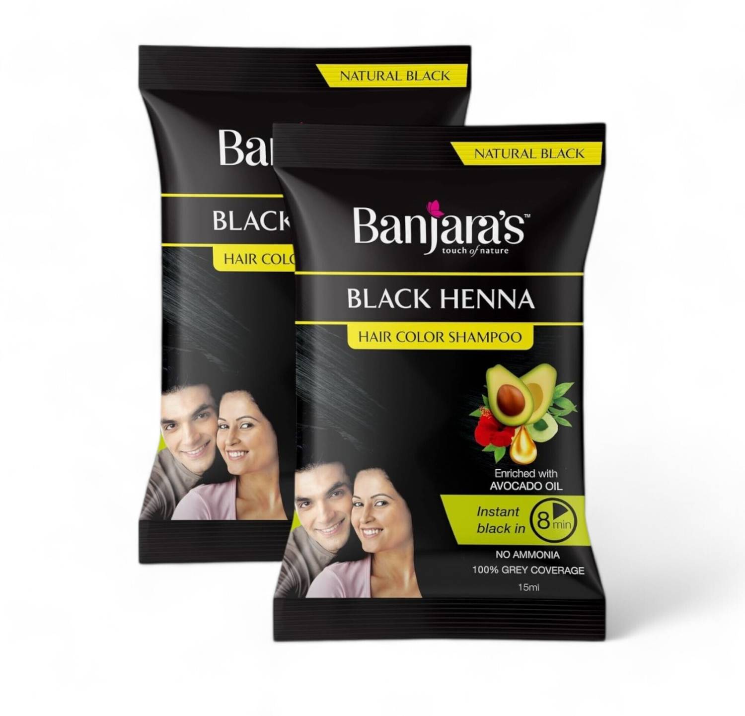 Banjaras Black Henna Hair Color Shampoo - 15ml (Pack Of 2)