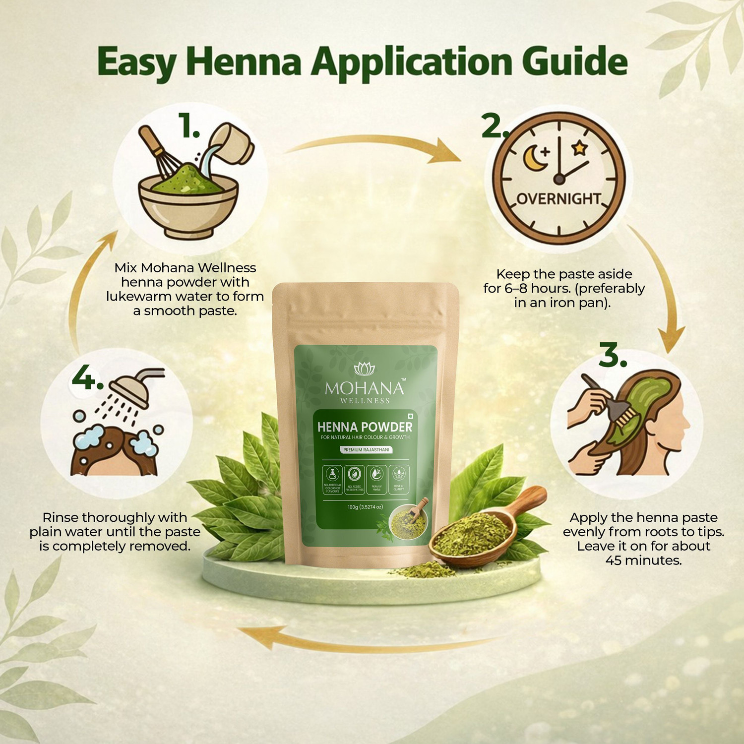 Image of Mohana Wellness Henna Powder 100 g Nourishes Hair & Natural Color & Shine