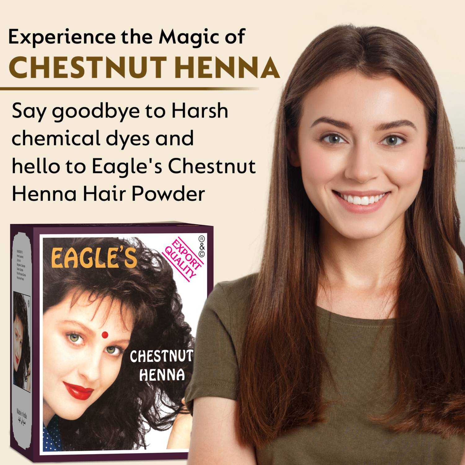 Eagle's Chestnut Henna Powder for Hair Color, 6x10g, Natural