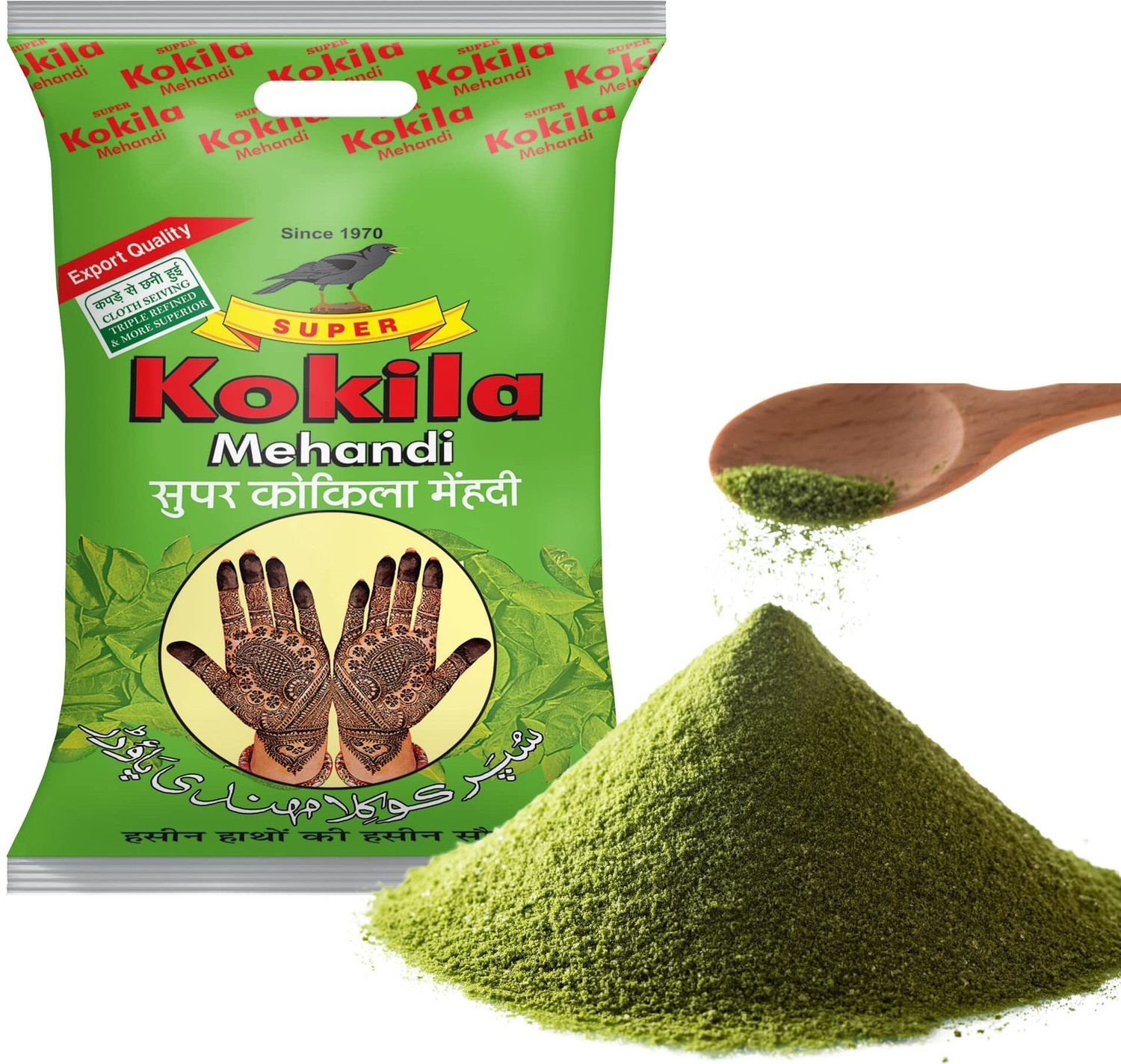Image of KOKILA Henna(Mehandi) Powder | Organic Mehandi | 100% Natural | No chemicals | Natural conditioning | combat Dandruff | 400gm(Pack of 1)