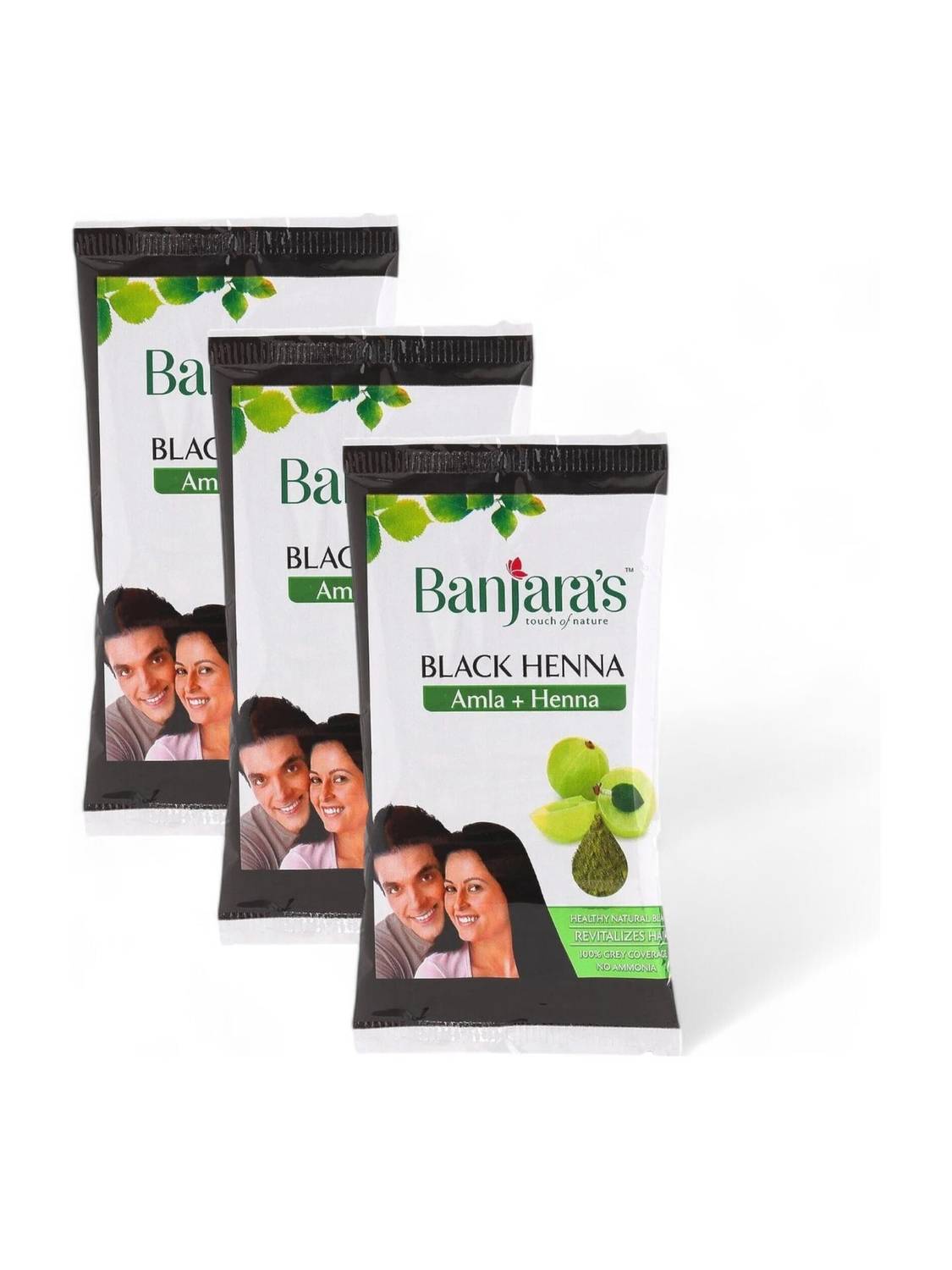 Banjaras Amla + Henna Black Hair Color Henna - 20g (Pack Of 3)