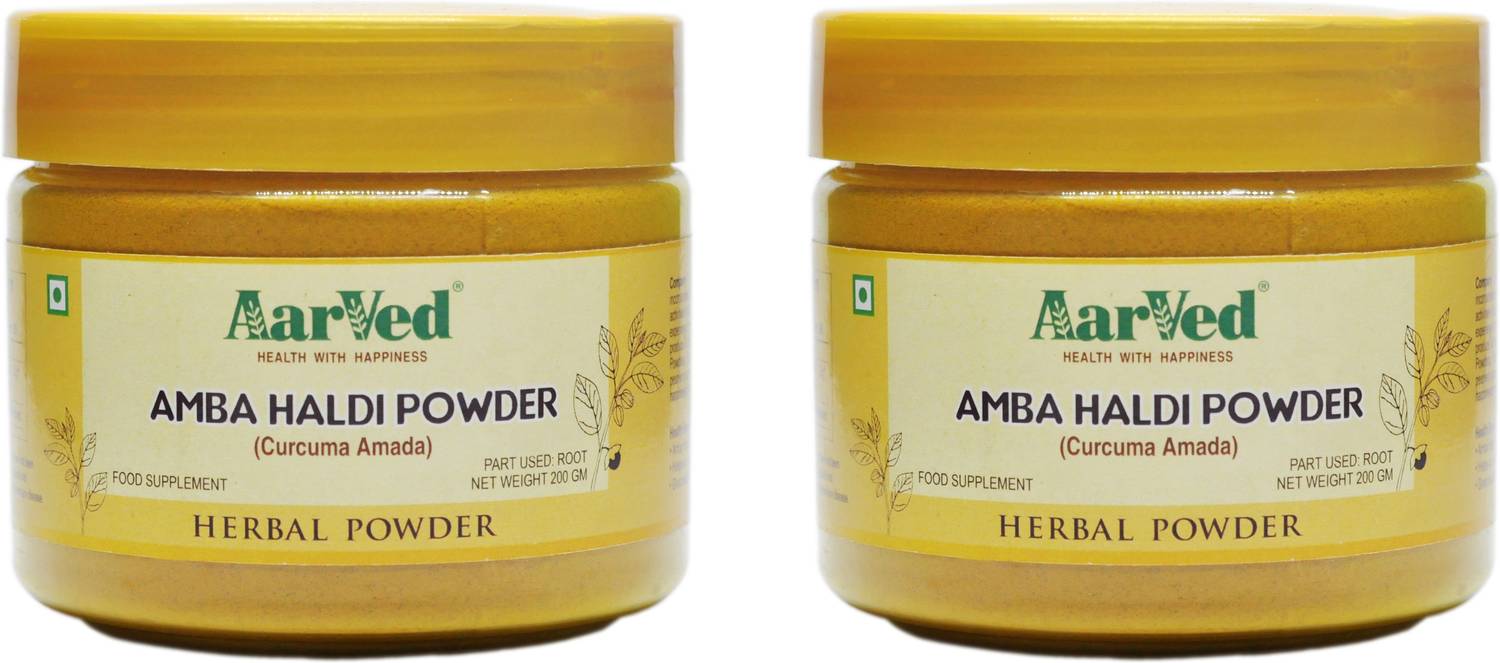 AarVed Amba Haldi Powder (Mango Ginger) Pure Organic Ambe Halad (Pack of 2)