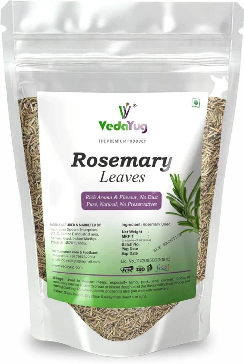 VY VedaYug Rosemary Dried Leaves 100g - Image 1
