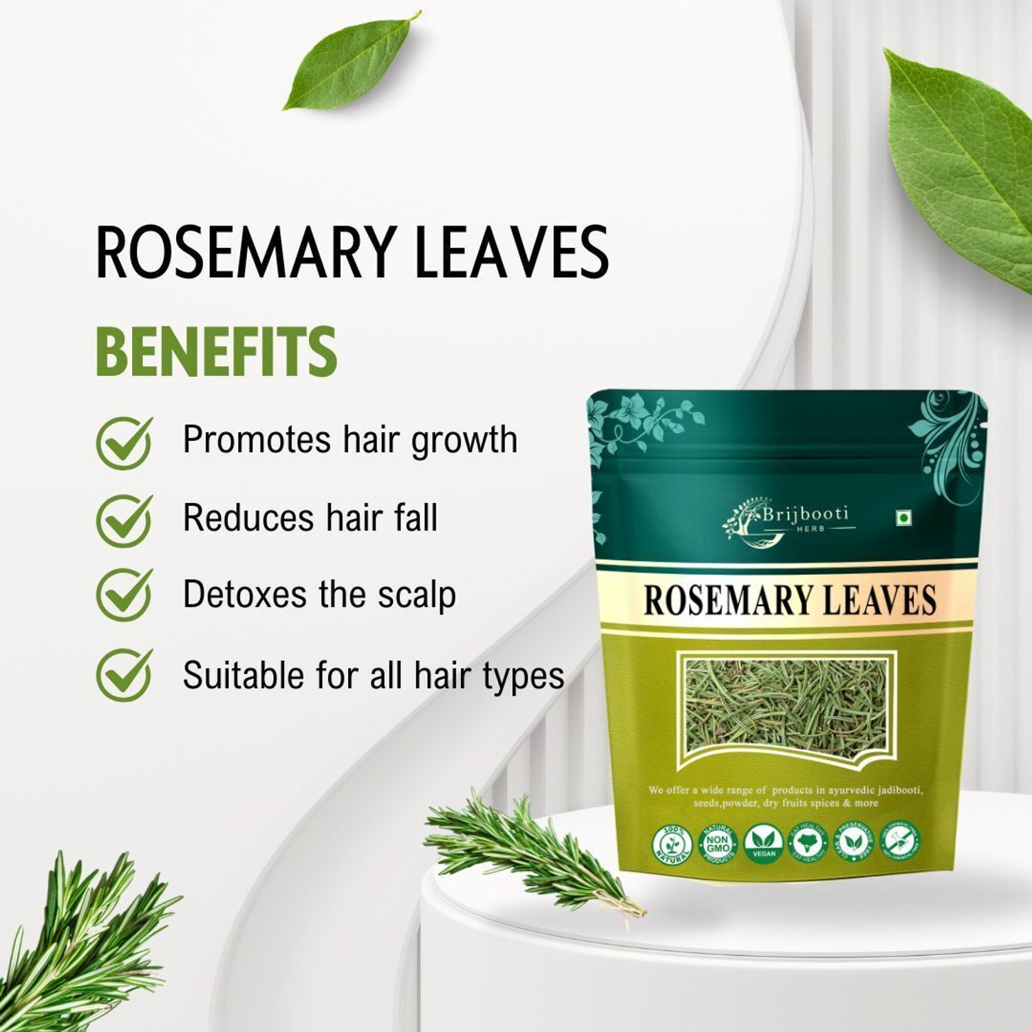 Image of BrijBooti Rosemary Leaves | Dried Rosemary Leaf for Hair | Ideal for Rosemary water & oil