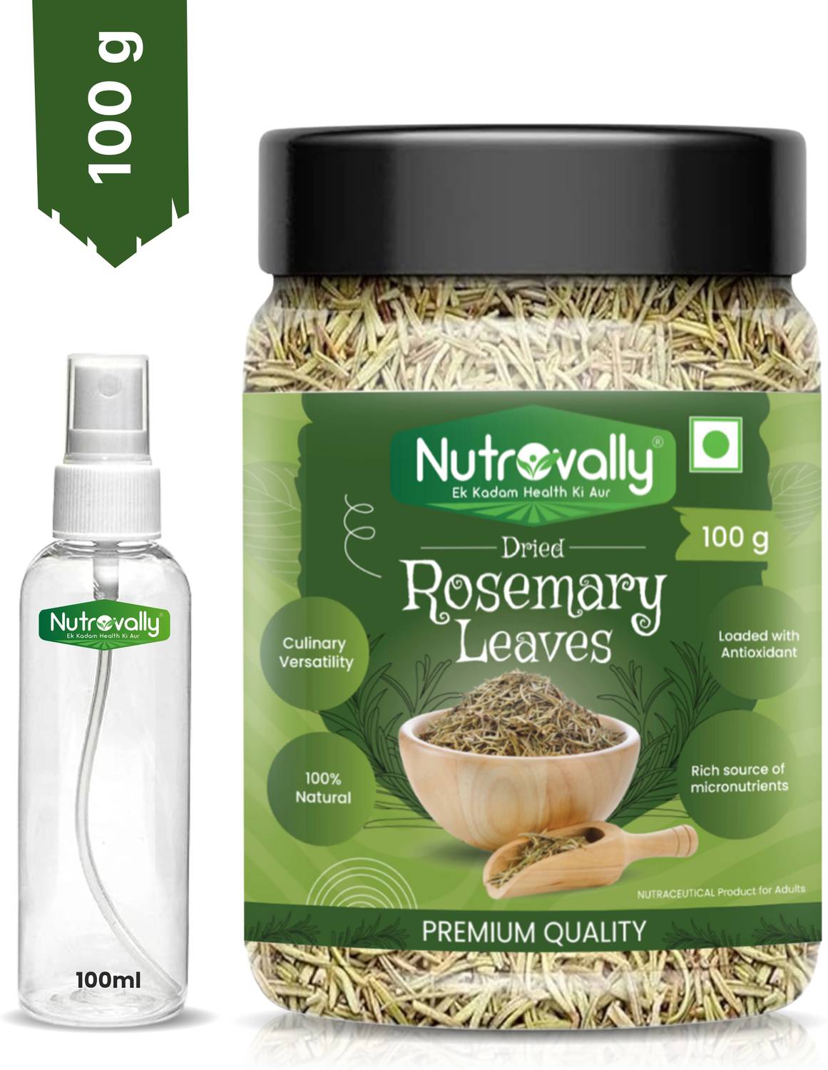 NutroVally Dried Rosemary Leaves for Hair Growth, Crushed Leaves
