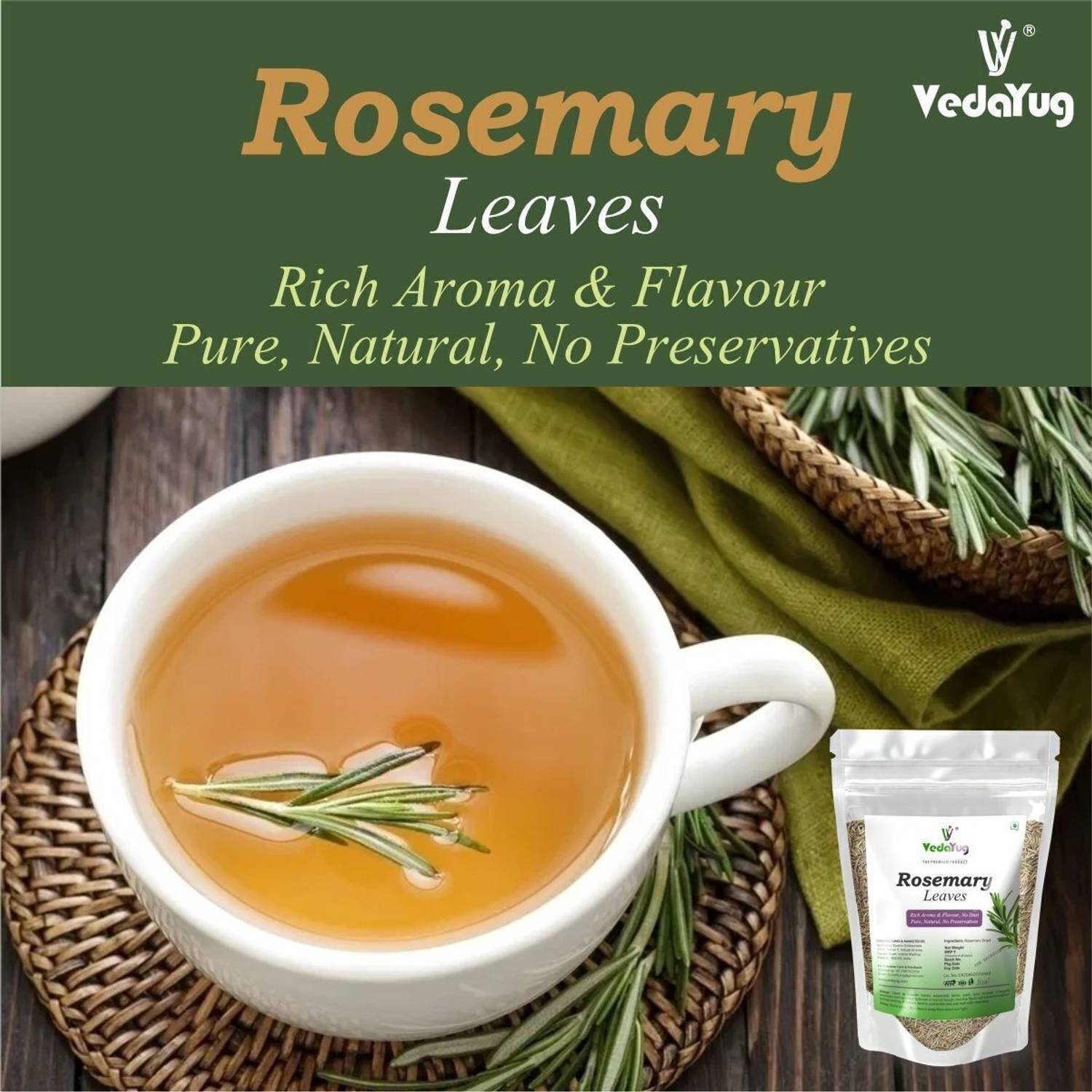 VY VedaYug Rosemary Dried Leaves 100g - Image 2