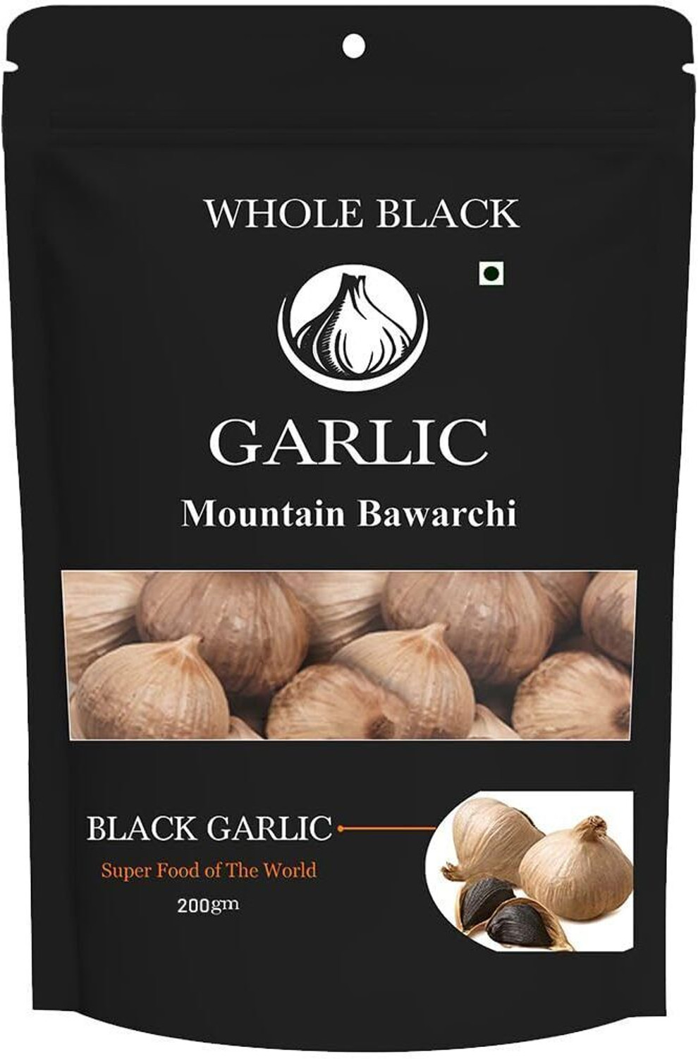 Image of Mountain Bawarchi Black Garlic Whole | Garlic Non-Pungent Great Taste Highly Nutritious