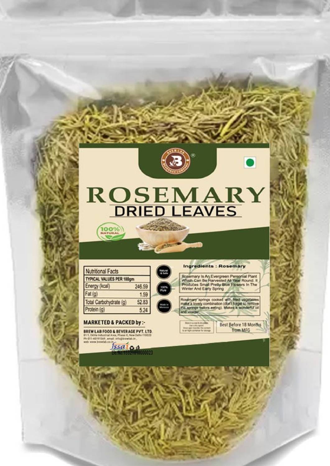 Brew Lab Rosemary Dried Leaf Pouch for Food, Skin Glow, Hair | Boost Immune