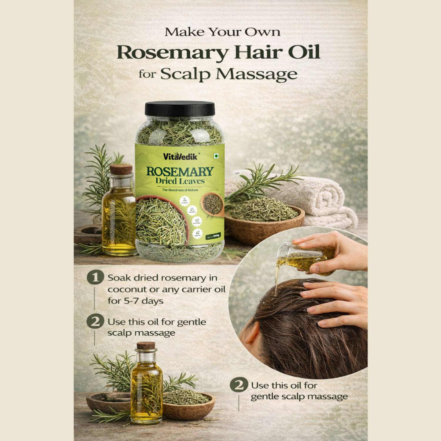 VitaVedik Rosemary Dried Leaves for Hair Growth - Image 3
