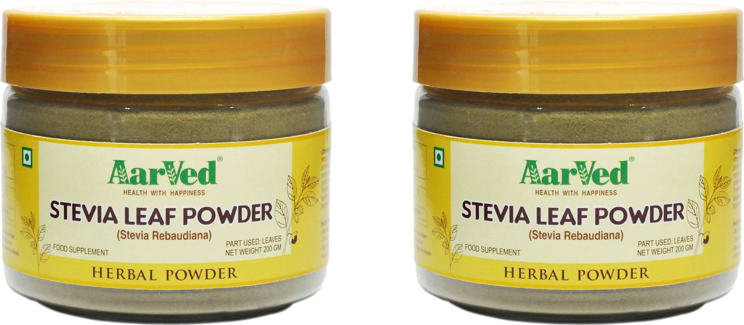 AarVed Stevia Leaf Powder (Sweet Green Leaf/Sugar Destroyer) Organic (Pack of 2)