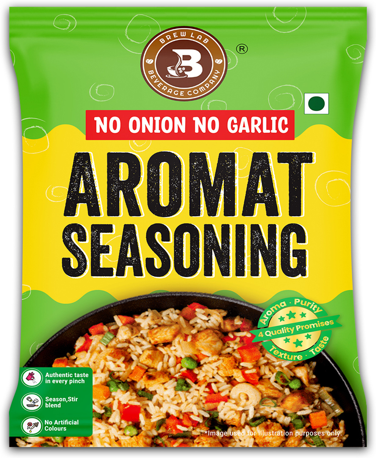 Image of Brew Lab NO Onion No Garlic Aromat Seasoning | Ideal For Jain Food | Flavor Enhancer |