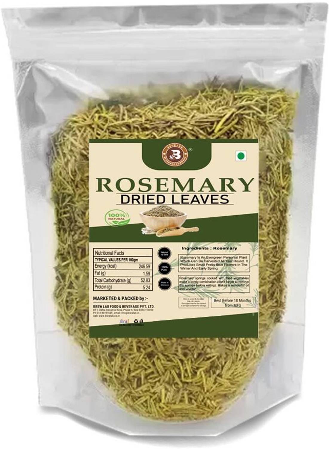 Brew Lab Rosemary 25g Dried Leaves For Brain Health, Skin Glow, Eye Health Caffeine Free