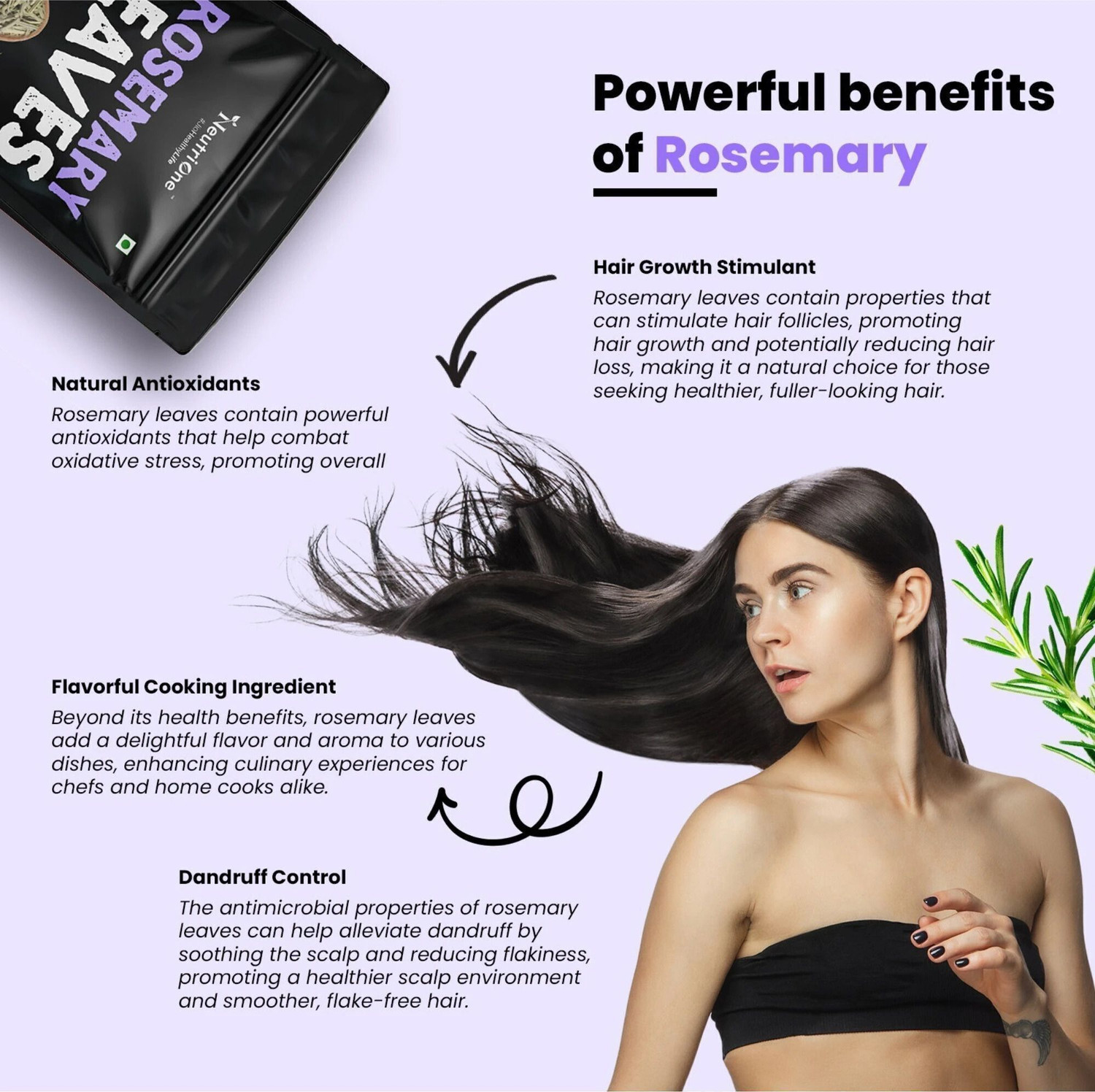 Image of NeutriOne Rosemary Dried Leaves for Hair Growth|With 100ml Spray Bottle |100ml Comb Bottle