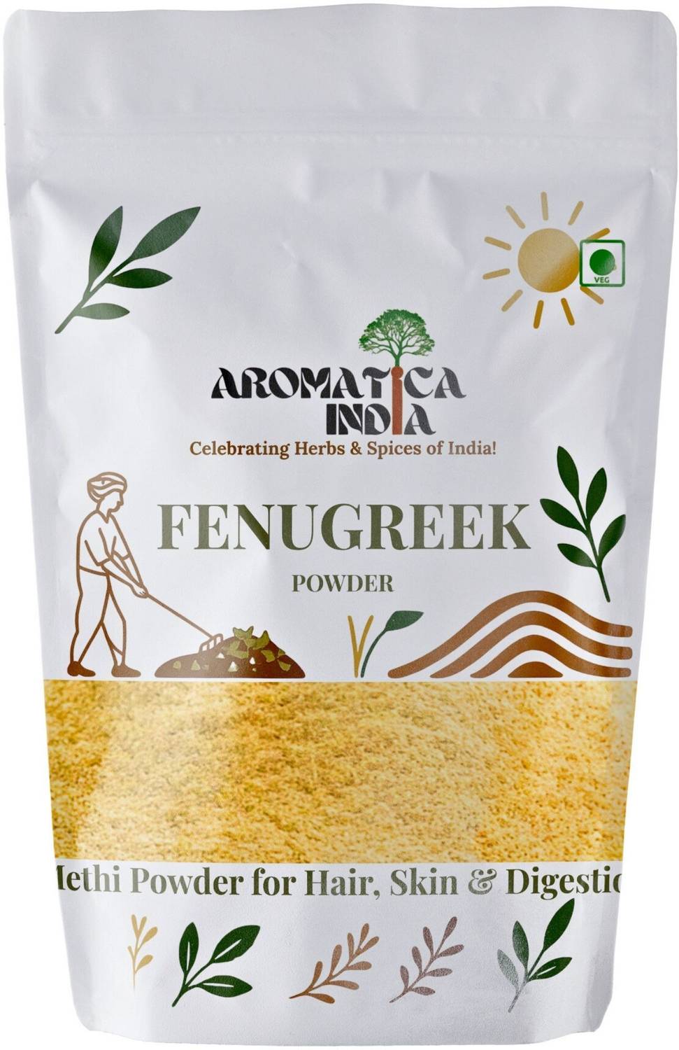 Aromatica India Methi Powder for Hair Growth & Eating | Pure Fenugreek Seed Powder for Hair Pack