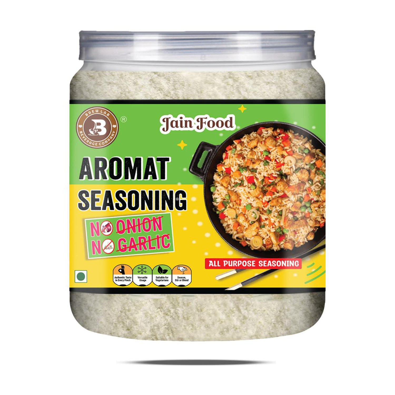 Image of Brew Lab NO Onion No Garlic Aromat Seasoning | Ideal For Jain Food | Flavor Enhancer |