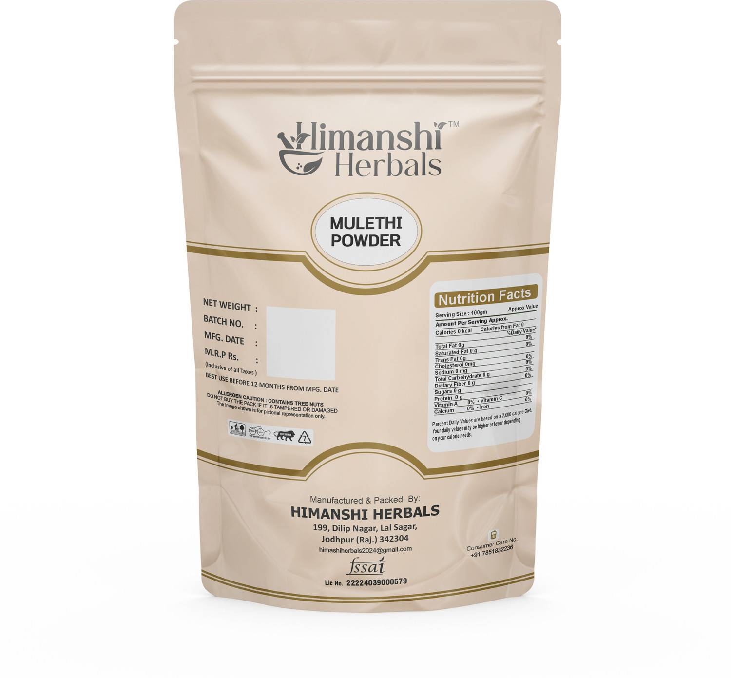 Image of HIMANSHI Herbals Mulethi Powder For Body, Skin, Face and Hair, Skin Whitening